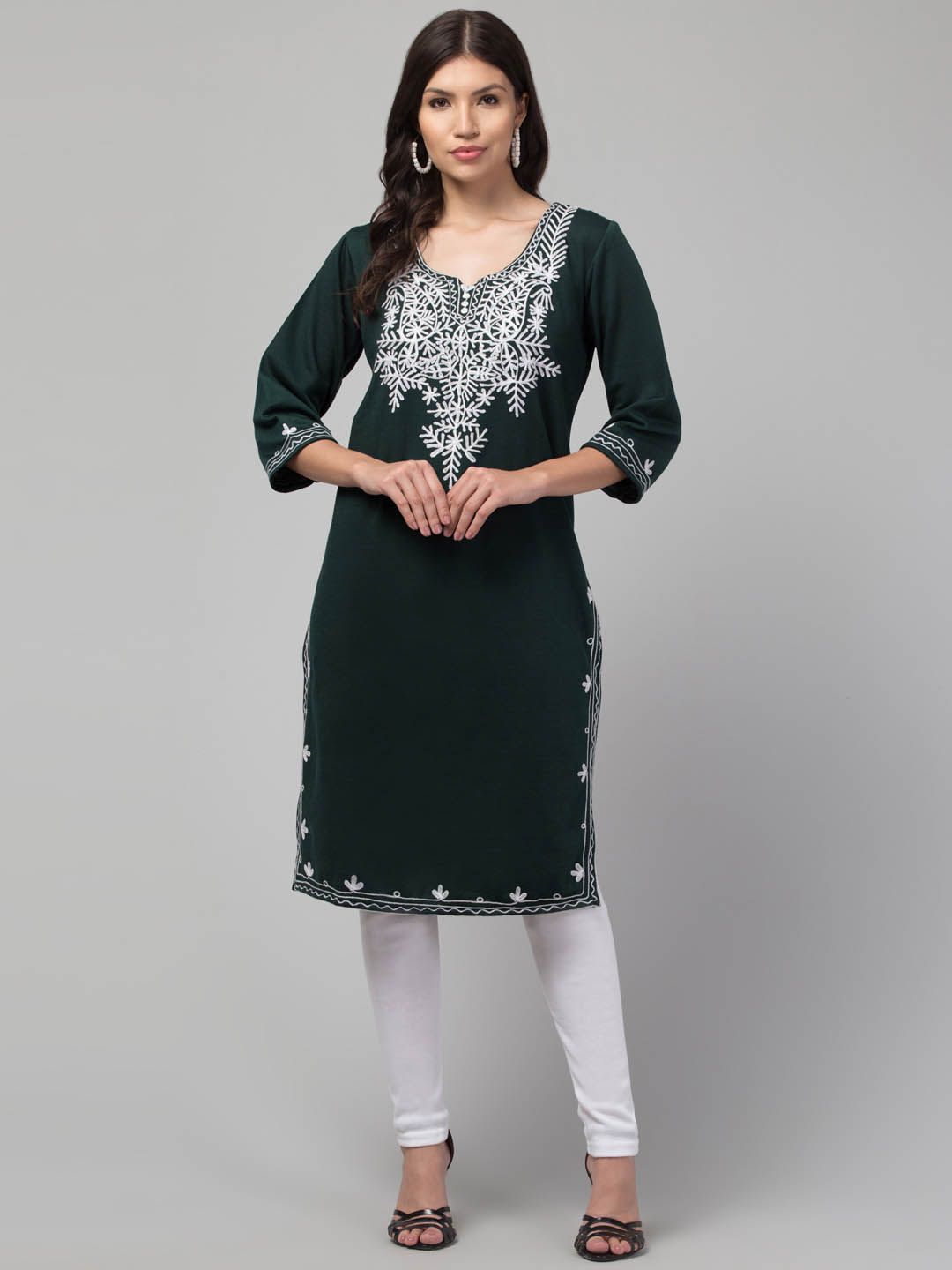 Trend Level Women Embroidered Woollen Kurta-picture-30