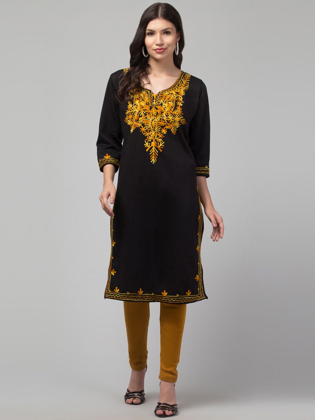 Trend Level Women Embroidered Woollen Kurta-picture-23