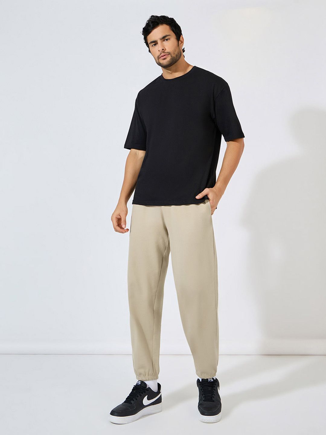 Styli Men Terry Relaxed Fit Pure Cotton Joggers-picture-17