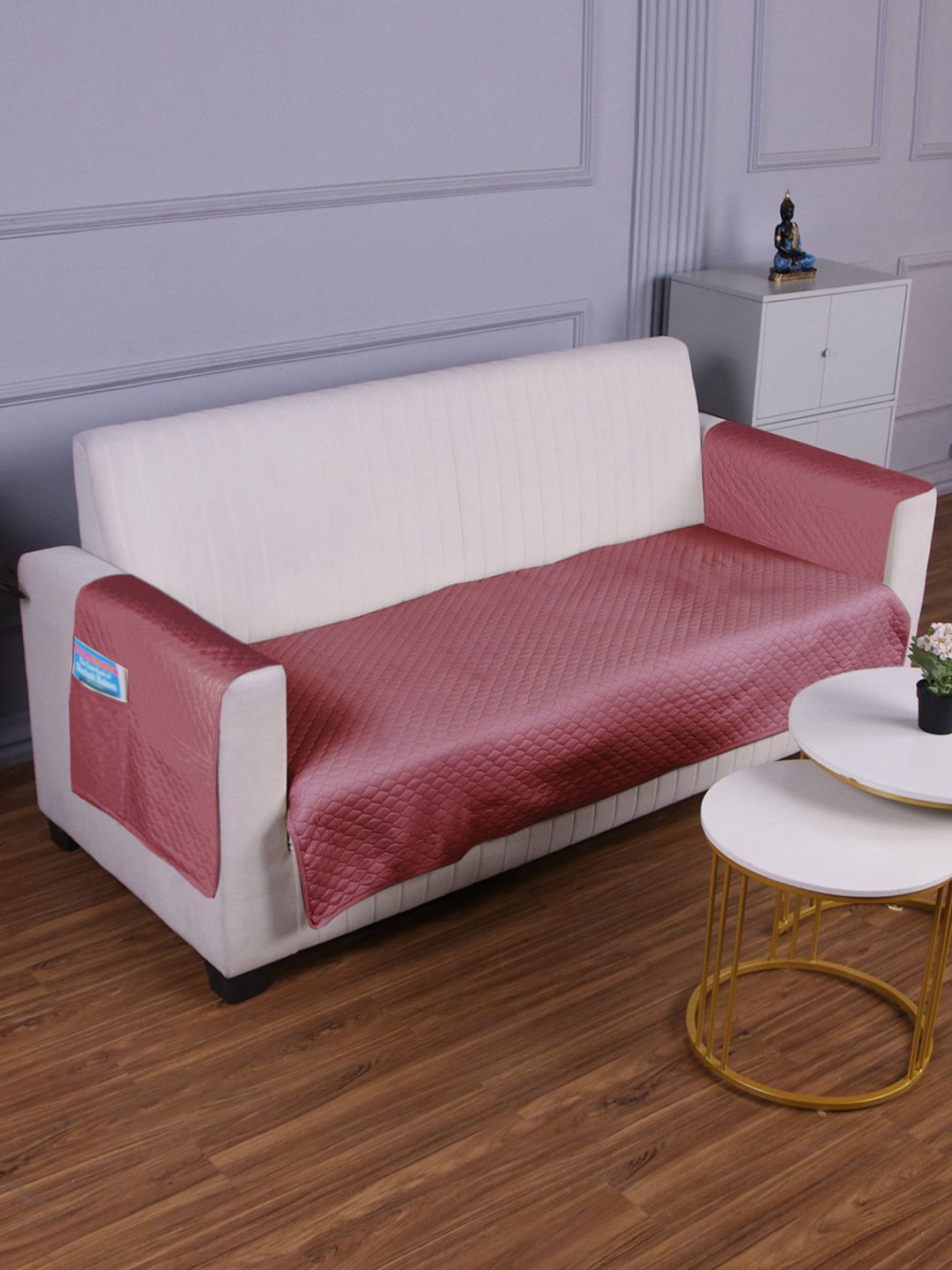 HOKIPO Mauve Pink Quilted Sofa Cover Mat for 2 Seater Sofa-picture-49
