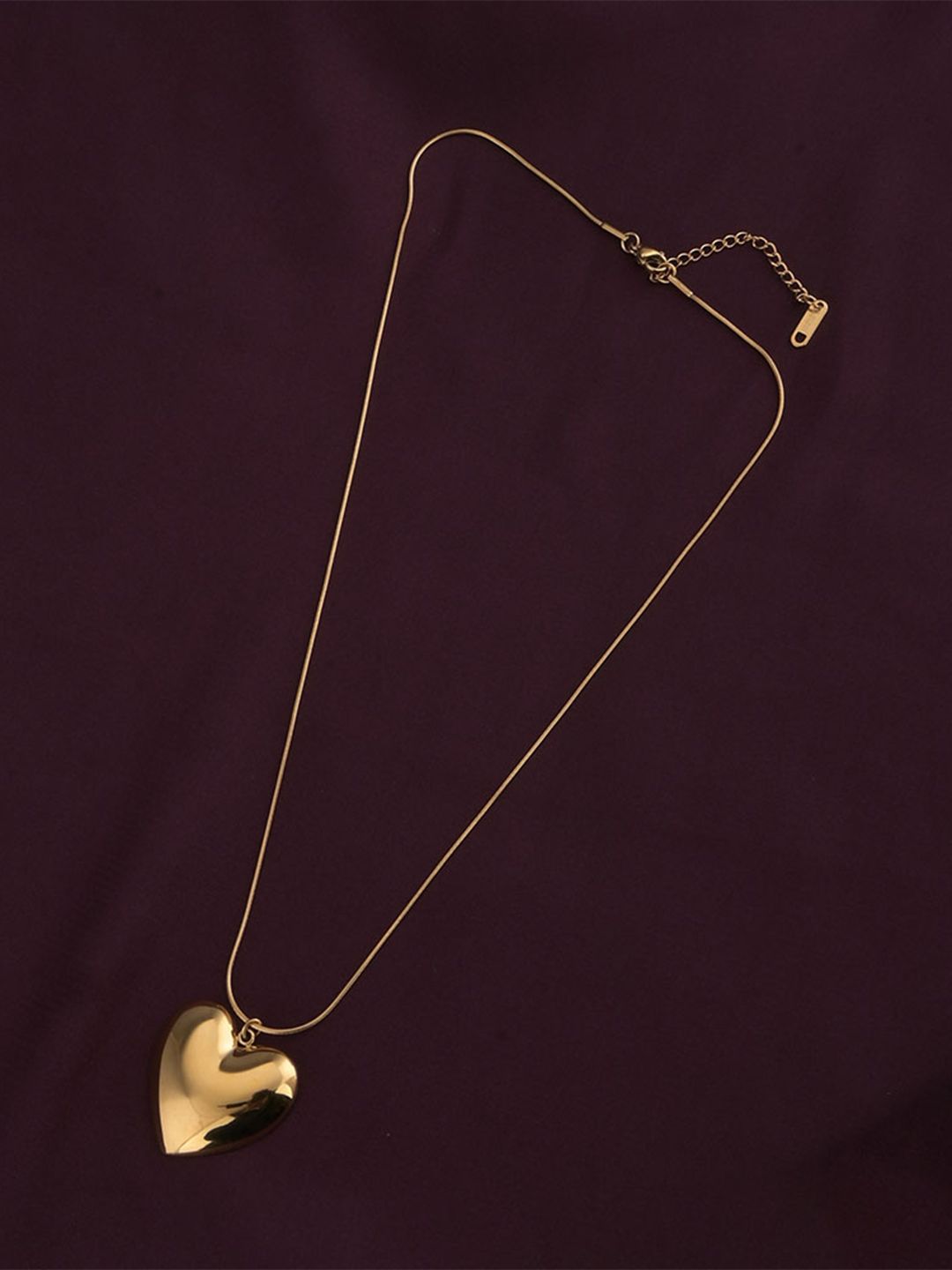 PALMONAS Stainless Steel Gold-Plated Heart Shaped Pendant With Chain-picture-31