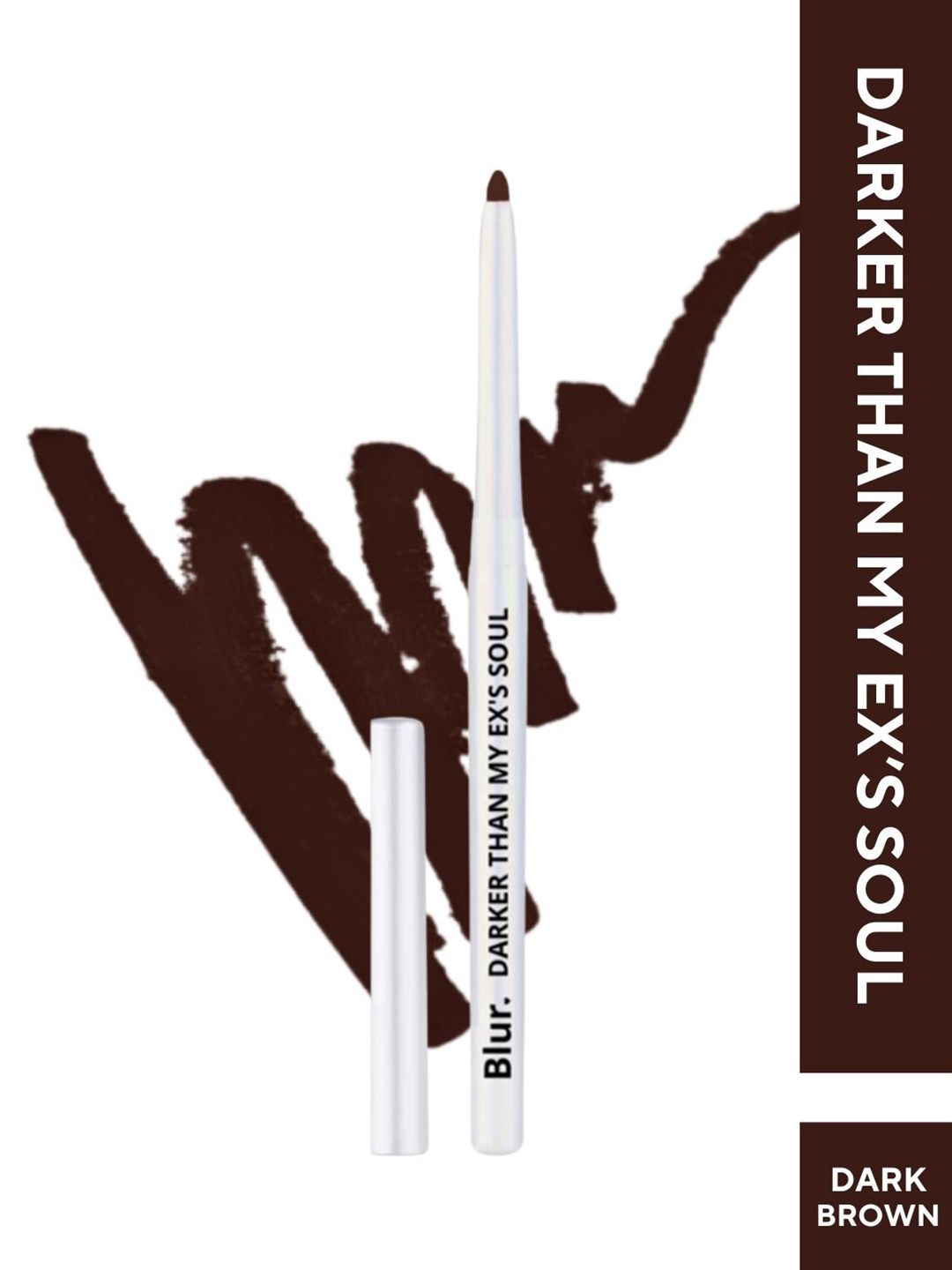 BLUR INDIA Darker Than My Ex's Soul Smudge Proof Kajal & Lip Liner 20 g - Dark Brown-image-13