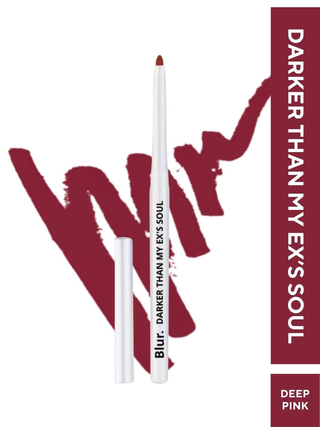 BLUR INDIA Darker Than My Ex's Soul Smudge Proof Kajal & Lip Liner 20 g - Deep Pink-image-22