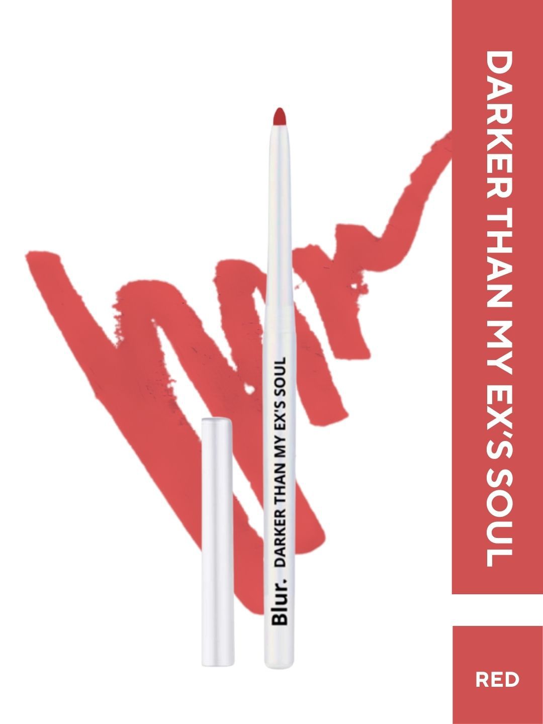 BLUR INDIA Darker Than My Ex's Soul Smudge Proof Kajal & Lip Liner 20 g - Red-image-14