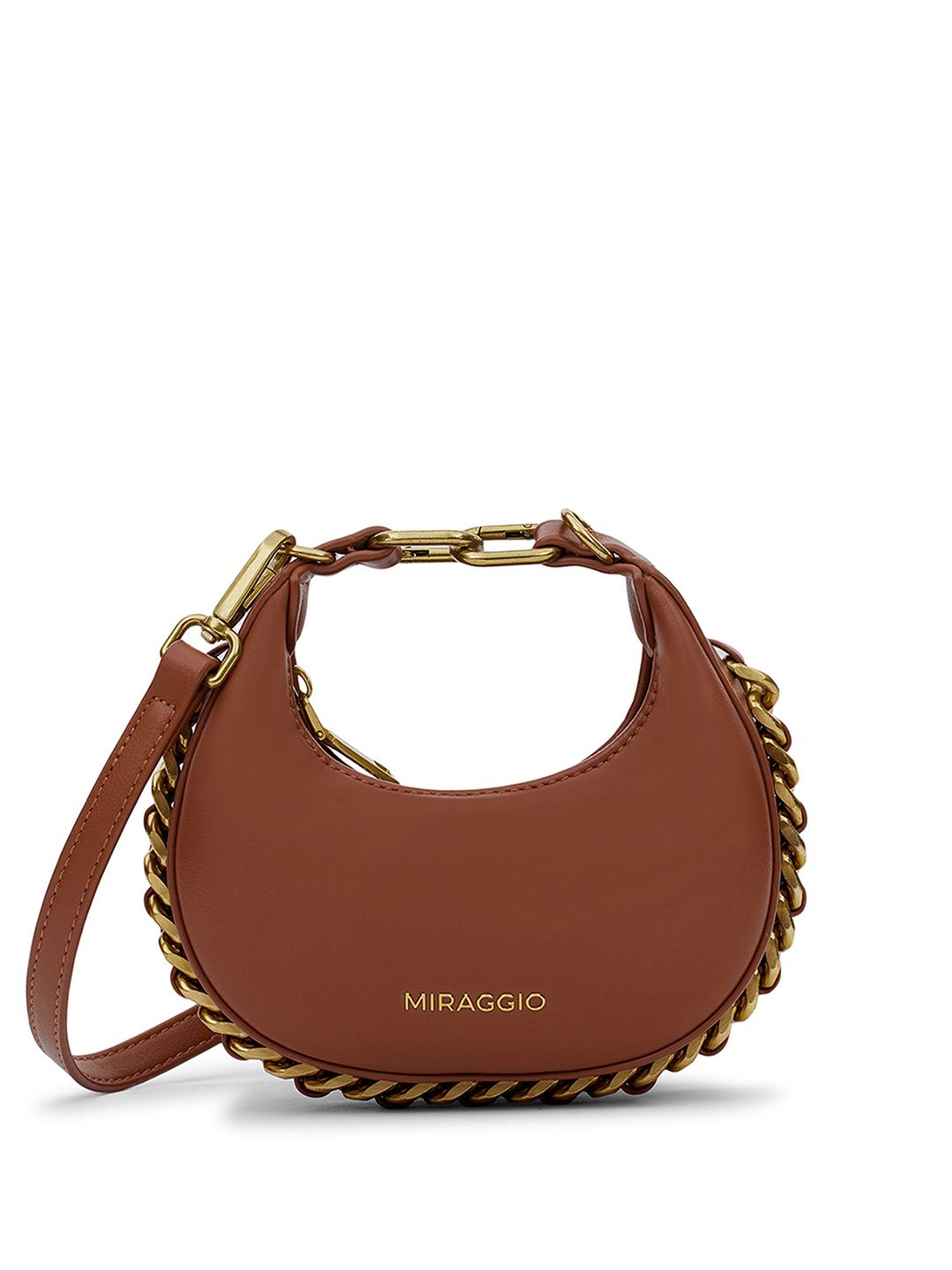 MIRAGGIO Eve Brown Sling Bag With Detachable Strap-image-5