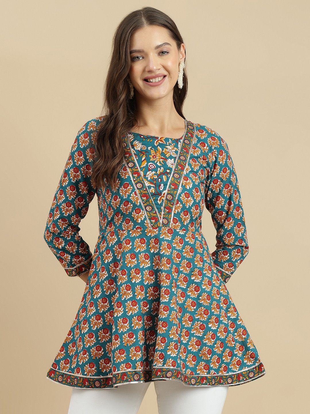 KALINI Women Floral Printed Round Neck Cotton Top-picture-23