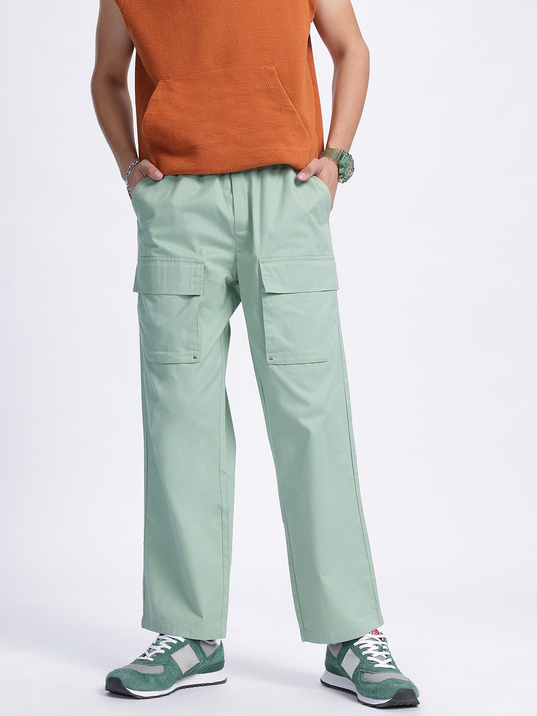 glitchez Men Relaxed Rebel Cargo Style Trousers-image-48