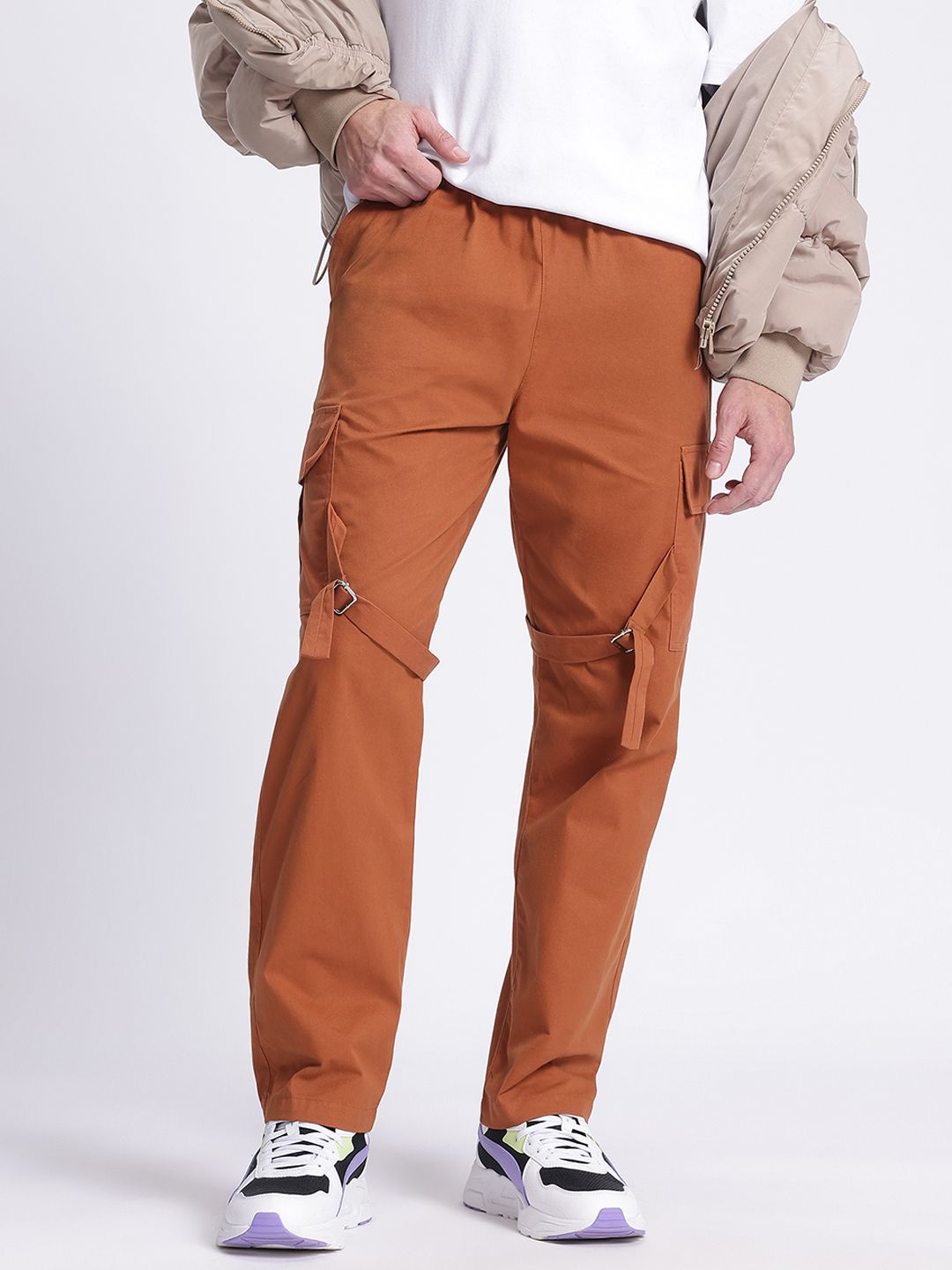 glitchez Men Hanging Straps Relaxed Fit Pure Cotton Cargos-picture-31