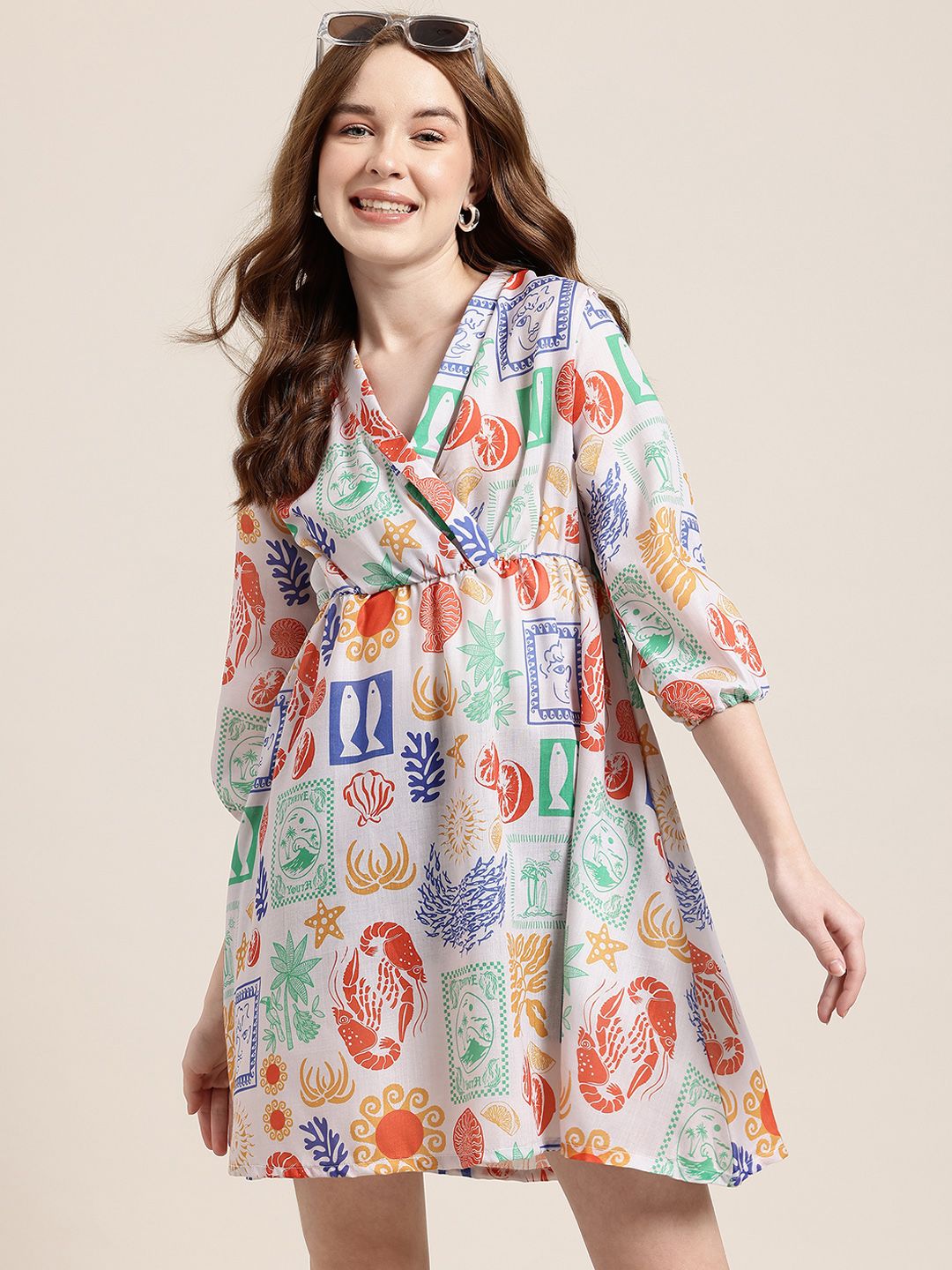 HERE&NOW Printed A-Line Mini Dress