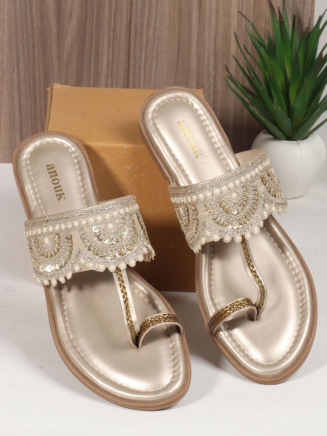 Anouk Women Open Toe Flats with Laser Cuts-picture-21