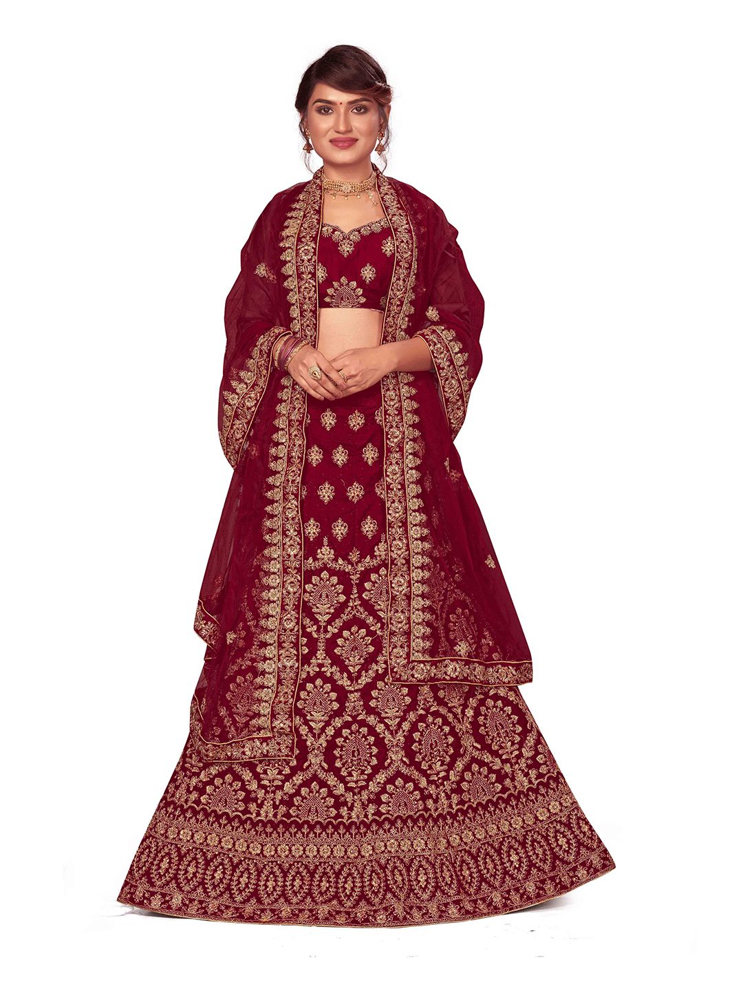 Maroosh Embroidered Thread Work Unstitched Lehenga & Blouse With Dupatta-picture-35