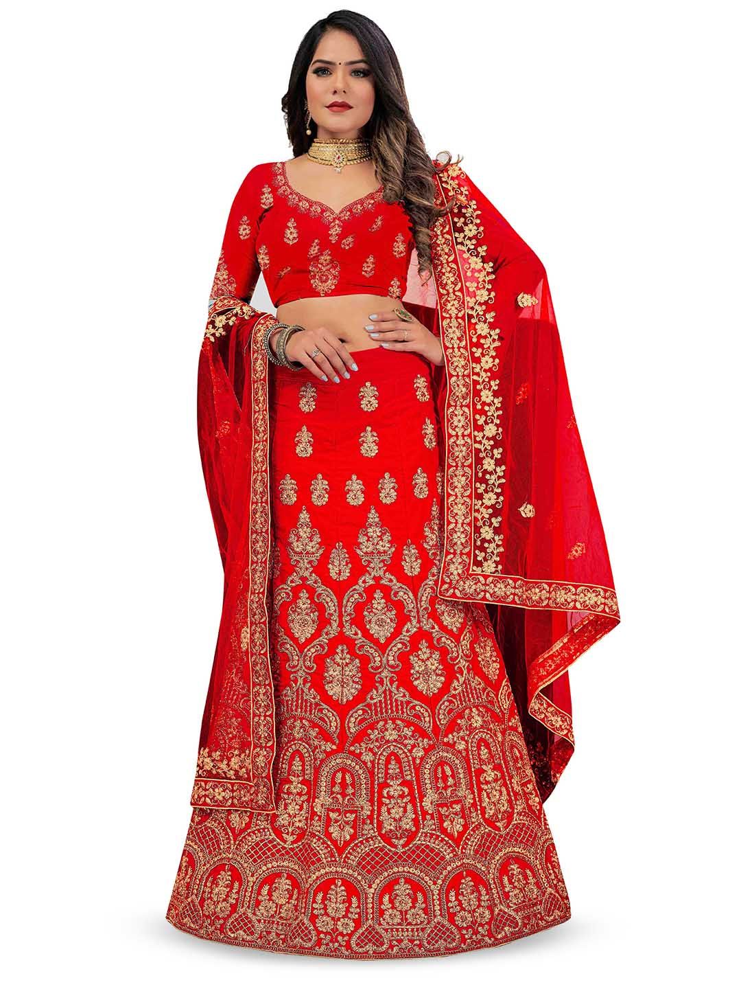 Maroosh Embellished Thread Work Unstitched Lehenga & Blouse With Dupatta-picture-17