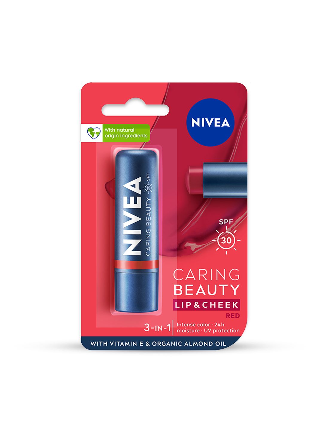 Nivea Caring Beauty SPF 30 Lip & Cheek Tint Balm with Shea Butter & Almond Oil - Red-picture-40