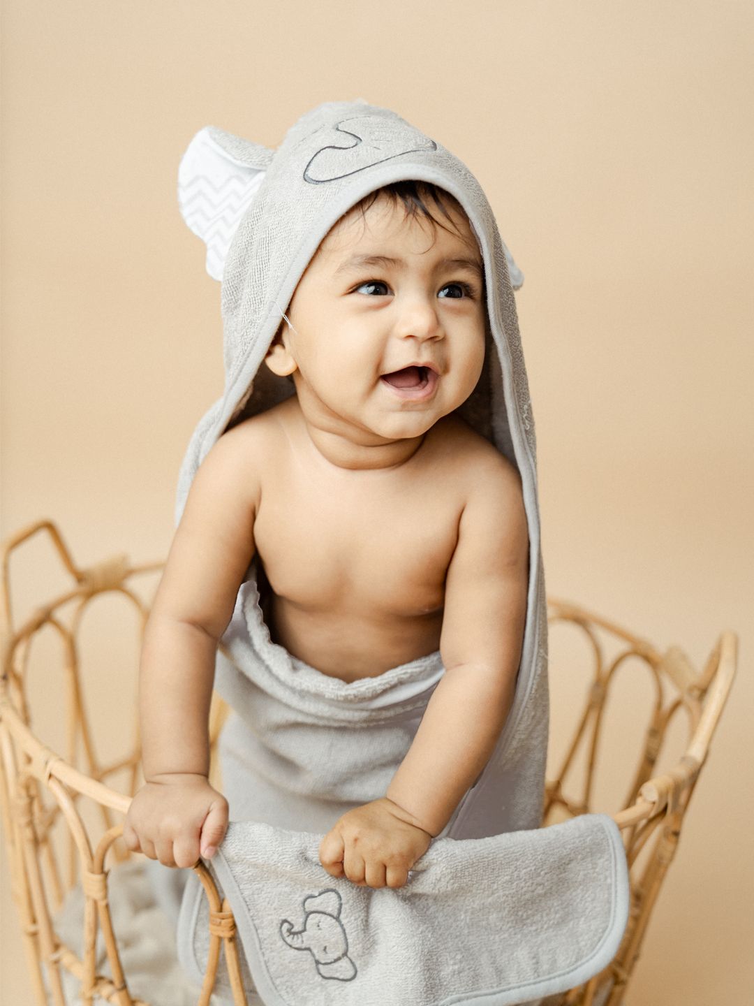 A Toddler Thing Grey & White Printed Terry Cotton 300 GSM Bath Towel-image-42