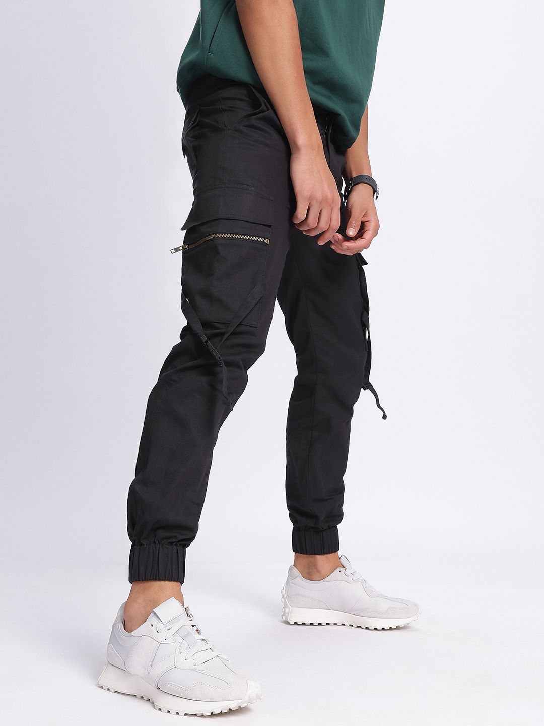 glitchez Men Free-Flowing Straps Pure Cotton Cargo Style Joggers-image-23