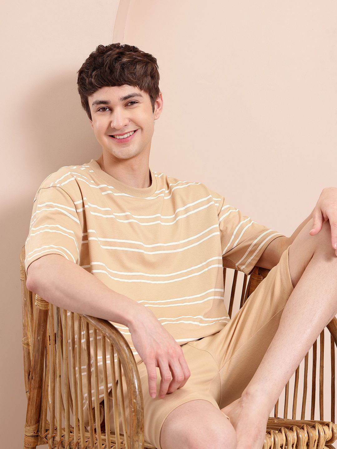 Mast & Harbour Horizontally Striped Drop-Sleeves T-shirt with Shorts-picture-37