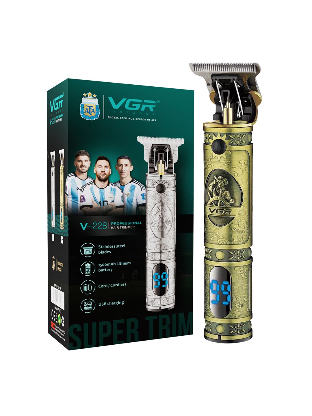 VGR V-228 Professional Hair Clipper With 180 min Runtime - Gold-picture-52