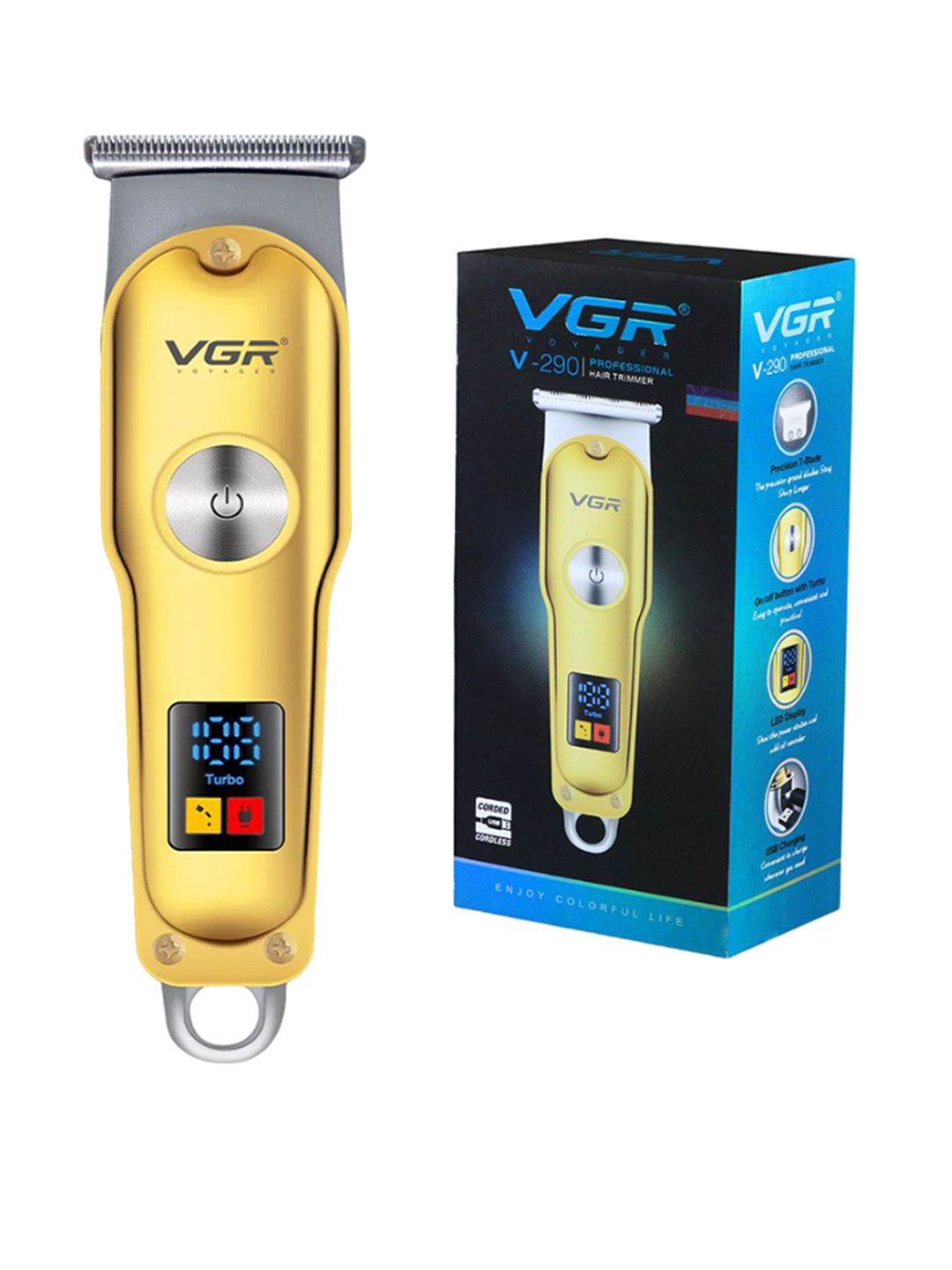 VGR V-290 Professional Cordless Rechargeable Hair Clipper With 120 min Runtime - Gold-picture-40