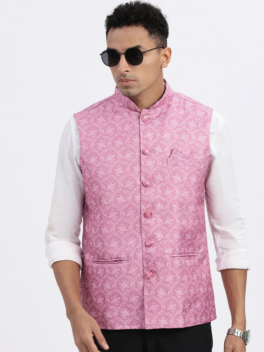 SHOWOFF Men Floral Printed Nehru Jackets