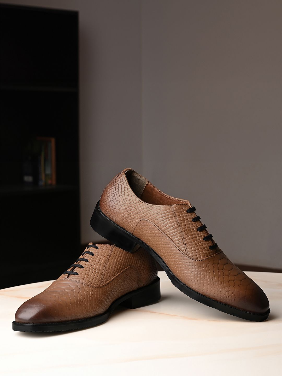 LOUIS STITCH Men Egyptian Crust Leather Lace-Up Derby Shoes-image-36
