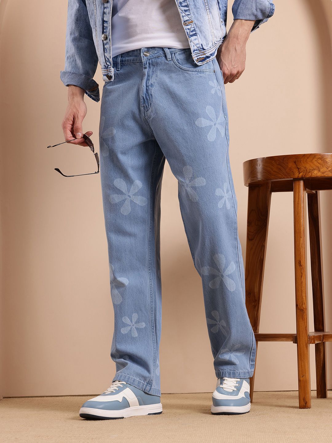 Mast & Harbour Men Straight Fit Printed Stretchable Jeans-picture-16