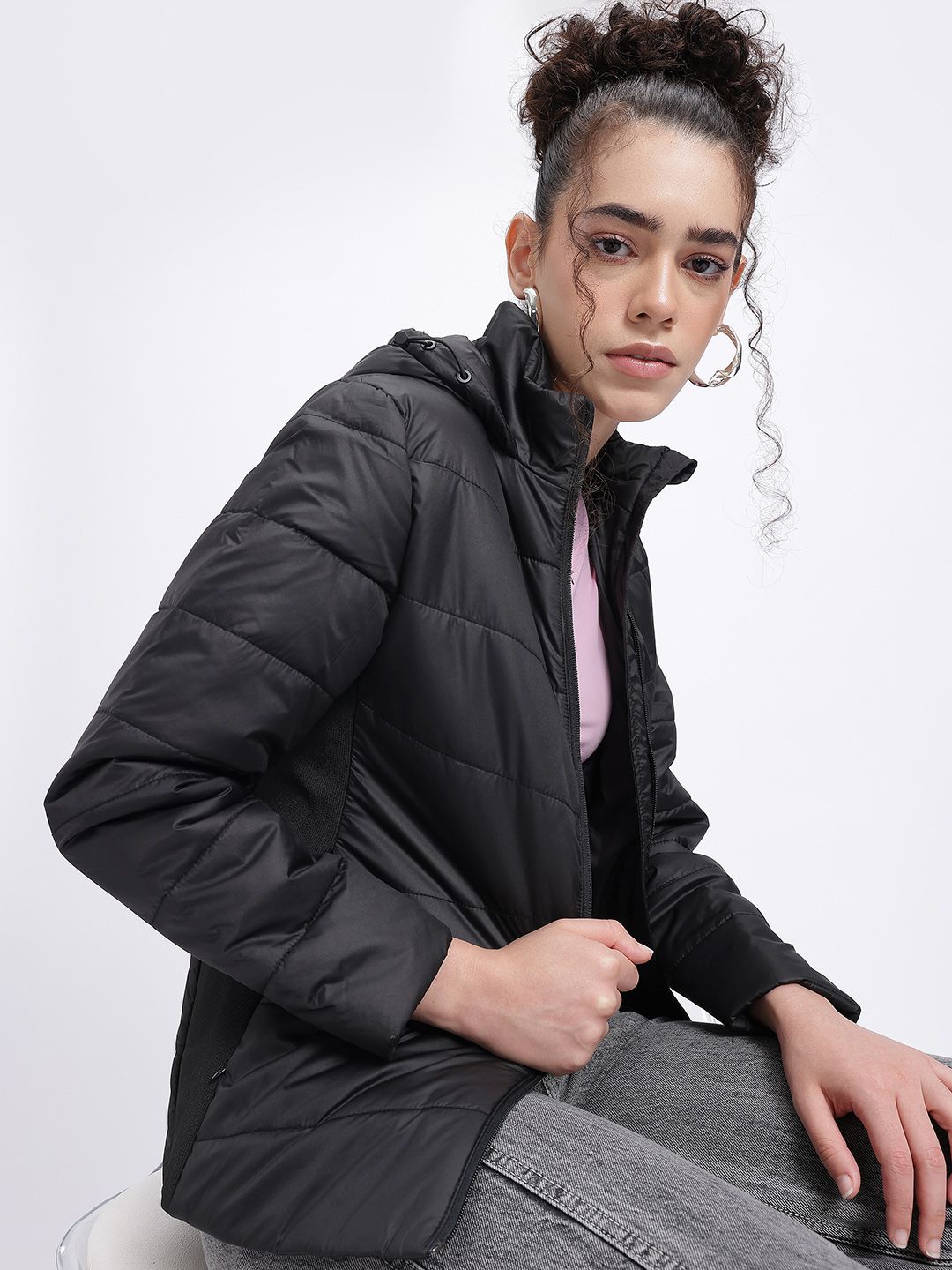 DressBerry Regular Fit Hooded Padded Jacket