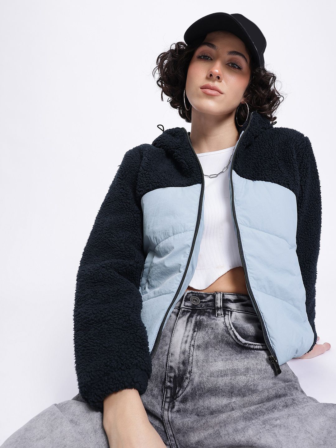 DressBerry Padded Sherpa Colourblocked Jacket