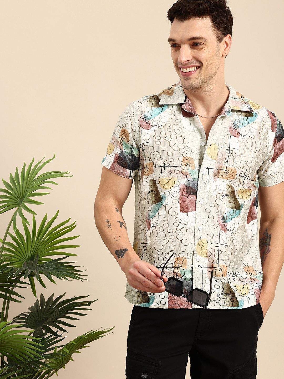 Mast & Harbour Men Slim Fit Printed Lace Casual Shirt-picture-22