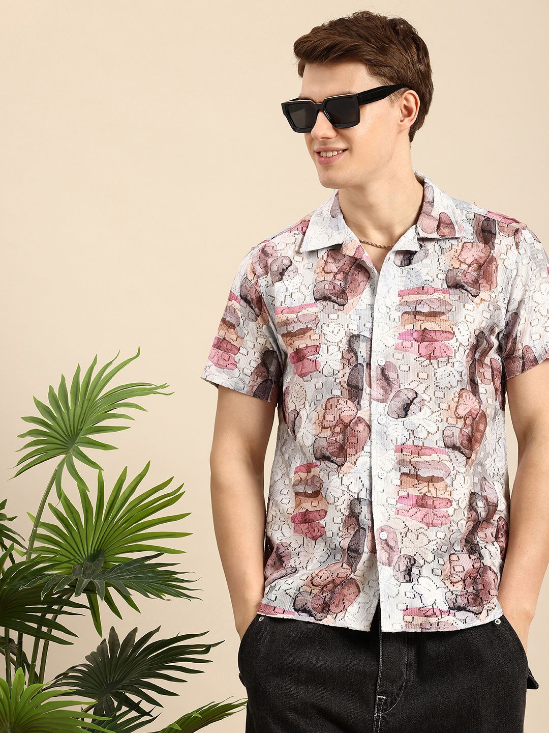 Mast & Harbour Men Slim Fit Printed Lace Casual Shirt-picture-23