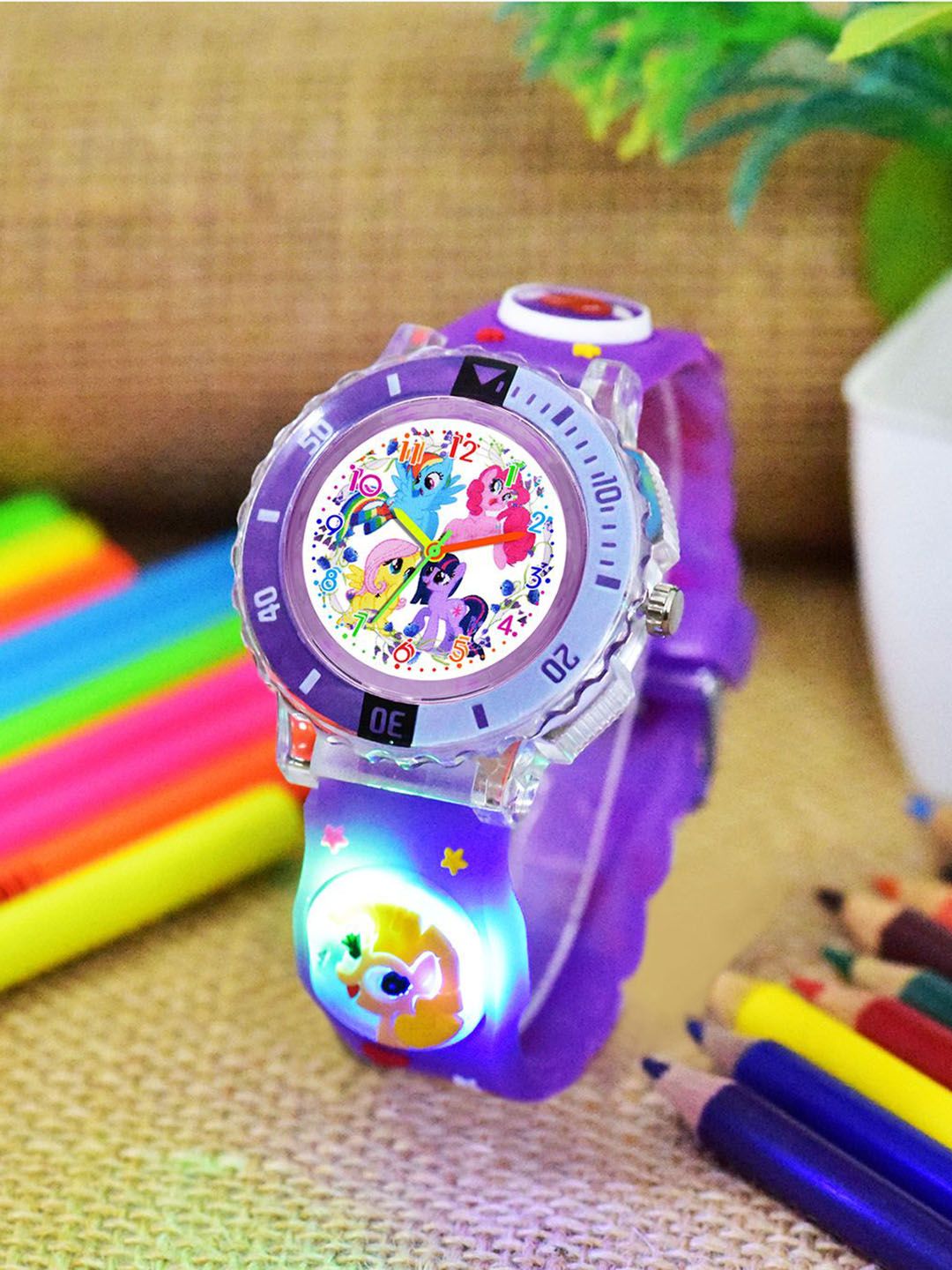 Shocknshop Girls Patterned Dial & Straps Analogue Watch 334 Barbie Purple