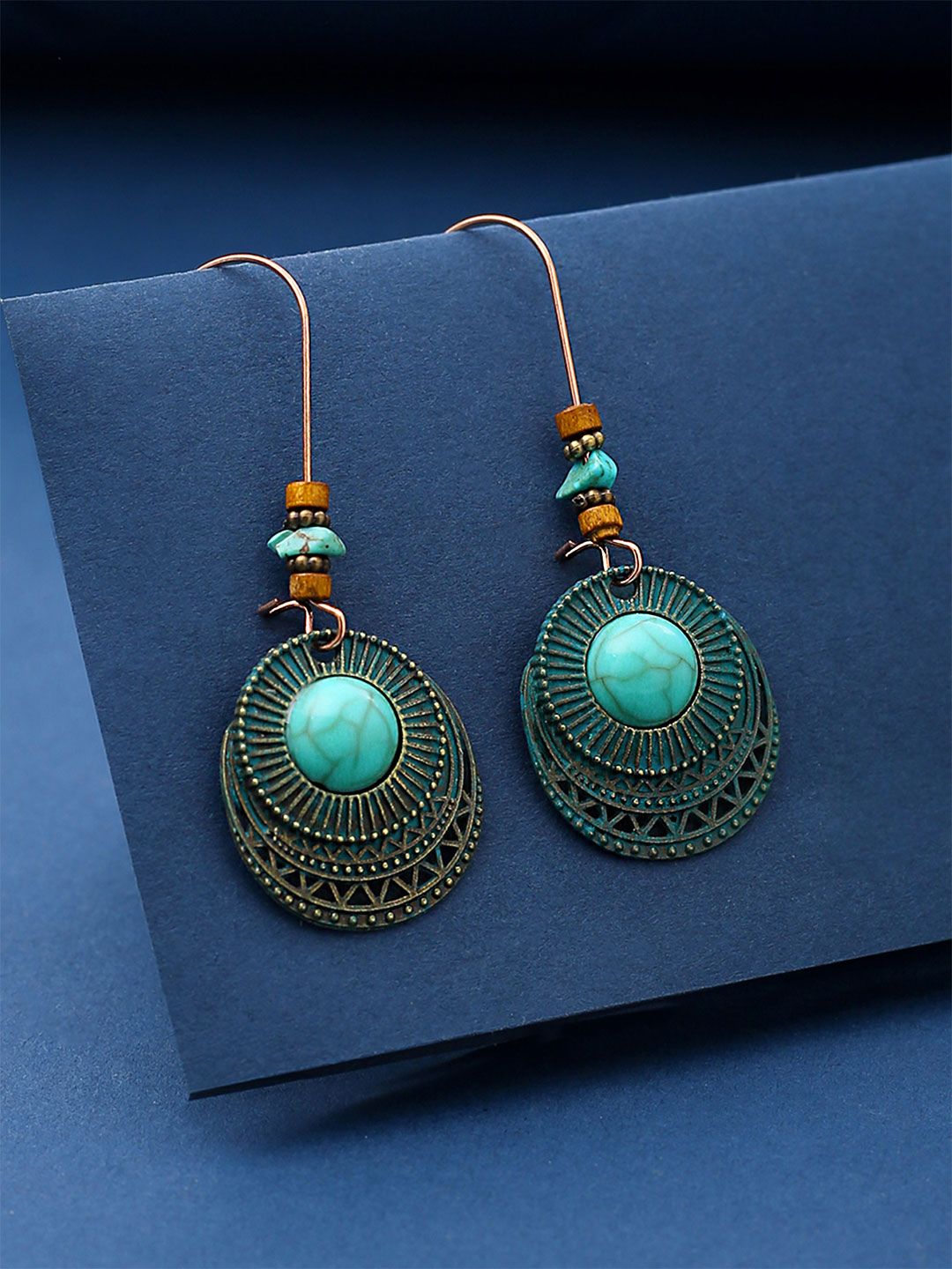 Yellow Chimes Gold-Plated Stone Studded Contemporary Boho Style Drop Earrings
