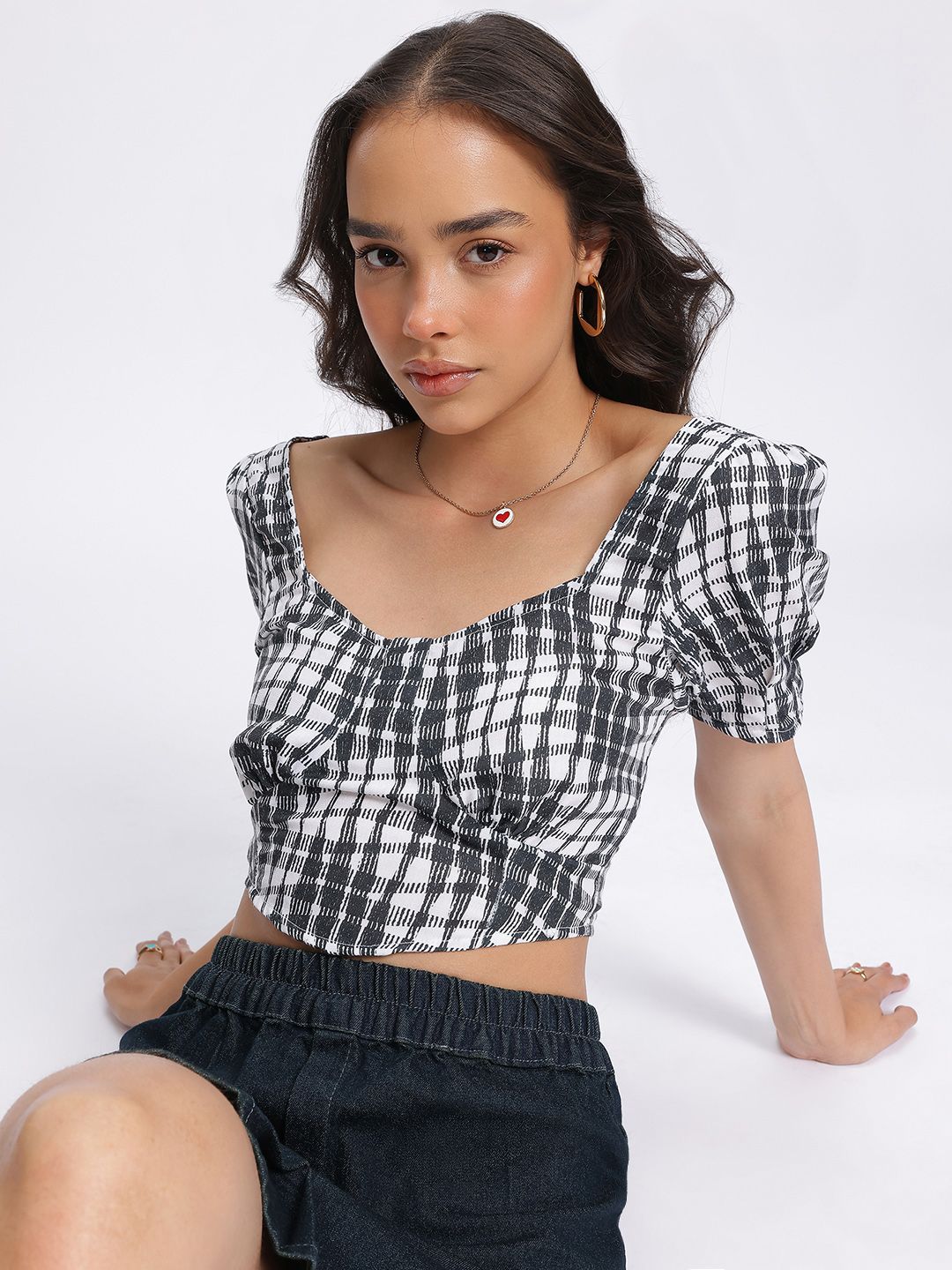 DressBerry Smocked Monochrome Crop Top-picture-19