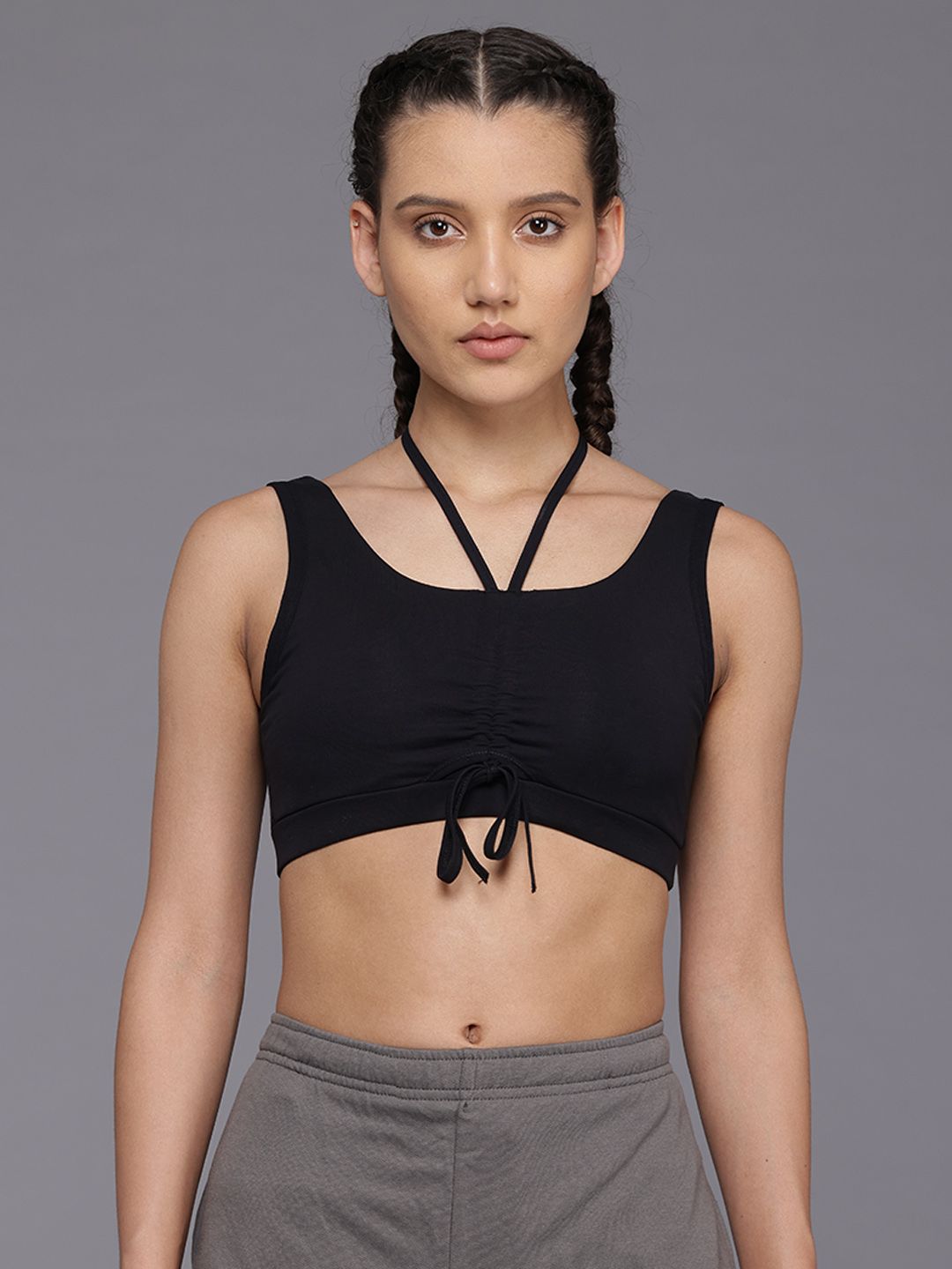 HRX by Hrithik Roshan Ruched Detail Medium Coverage Lightly Padded Workout Bra KL017_03