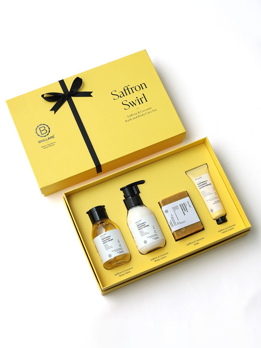 BRILLARE Set Of 4 Saffron Swirl Saffron Body Wash, Body Lotion ,Soap & Hand Creme Gift Box-picture-11
