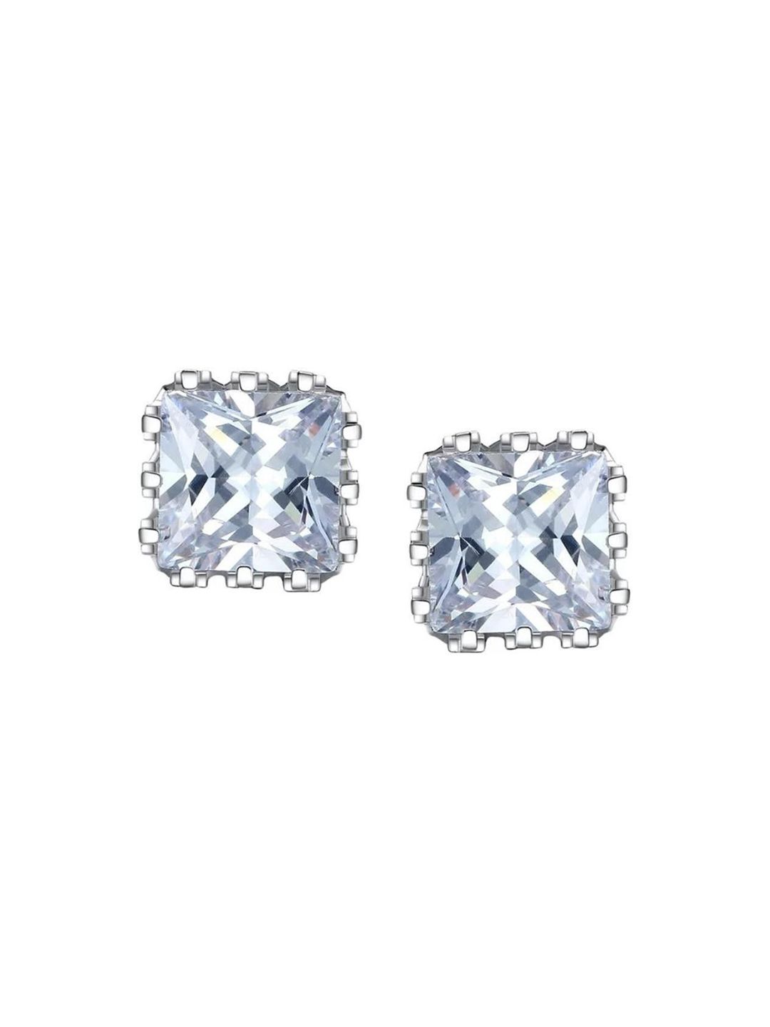 MYKI Silver-Plated Contemporary Cubic Zirconia Studs Earrings-picture-33