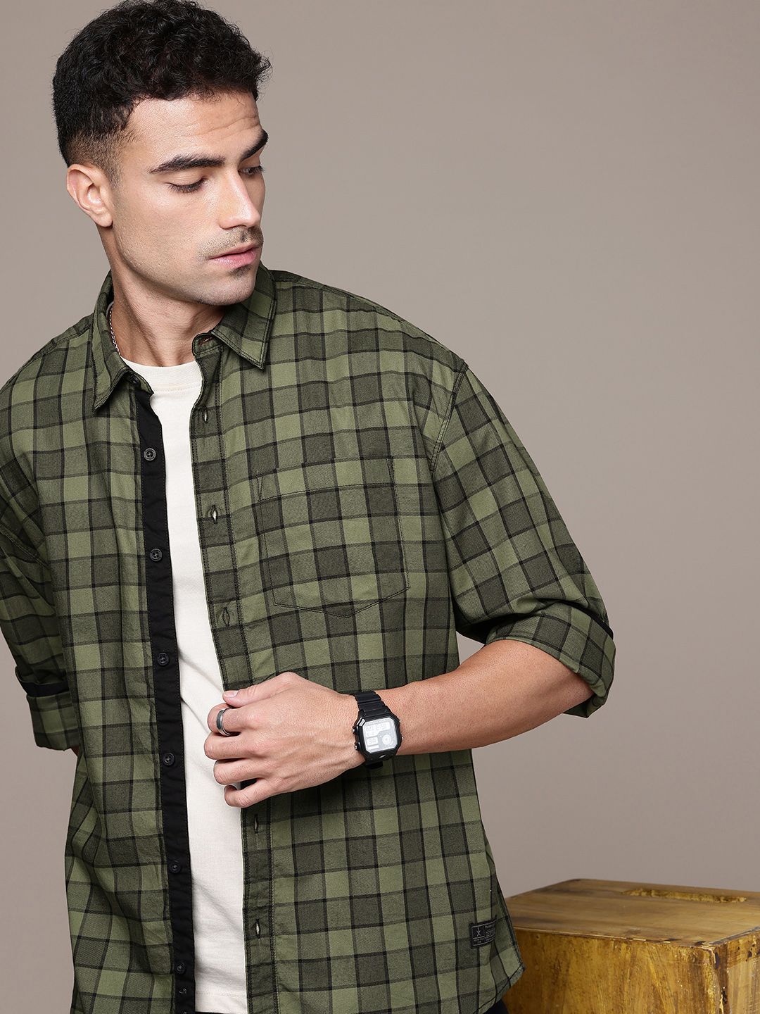 The Roadster Life Co. Pure Cotton Checked Relaxed Fit Casual Shirt-picture-41