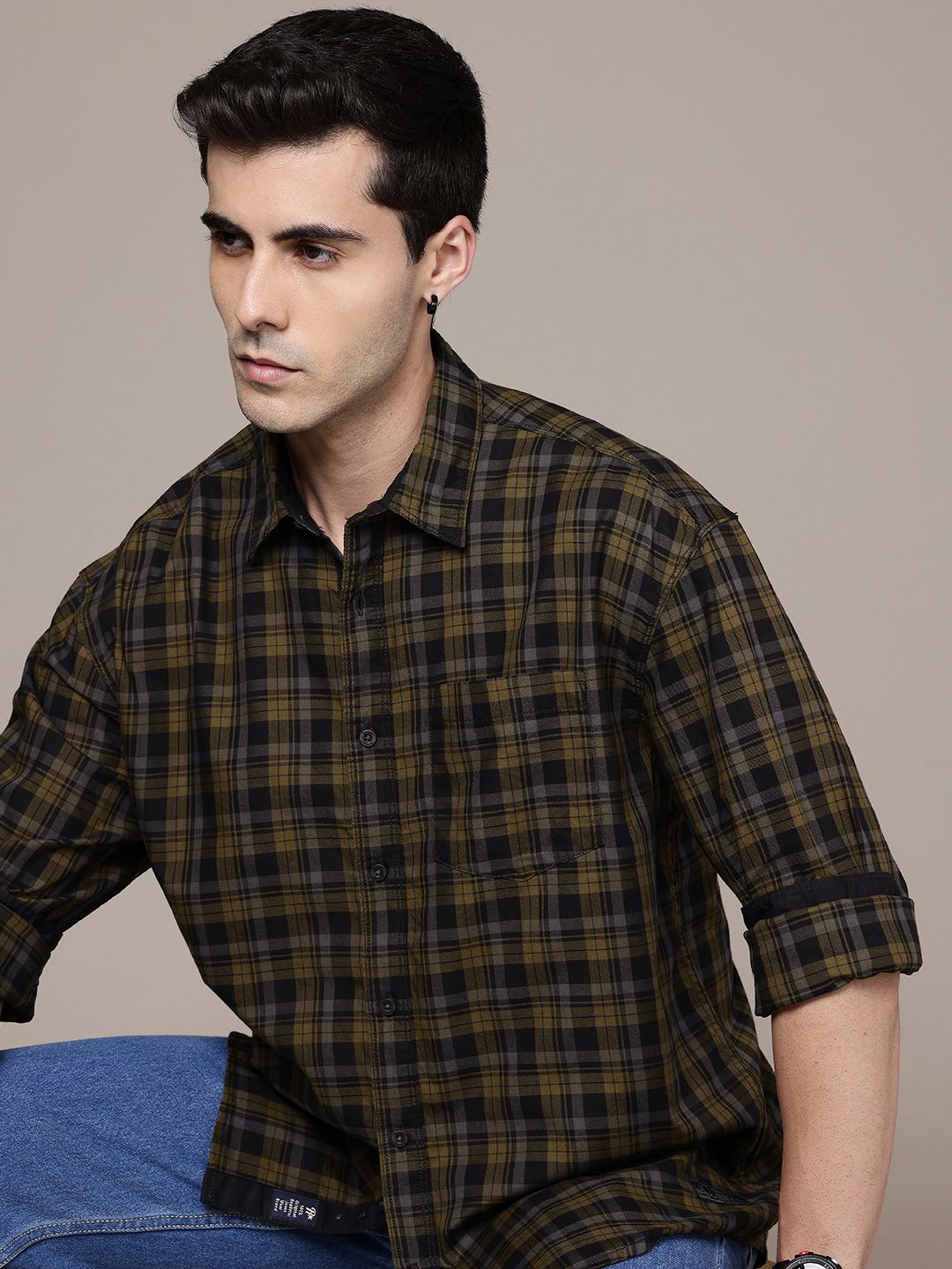 The Roadster Life Co. Pure Cotton Checked Relaxed Fit Casual Shirt-picture-42
