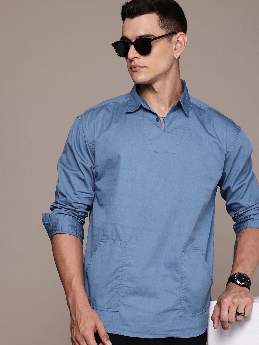 The Roadster Life Co. Pure Cotton Drop-Shoulder Sleeves Relaxed Fit Casual Shirt-picture-13