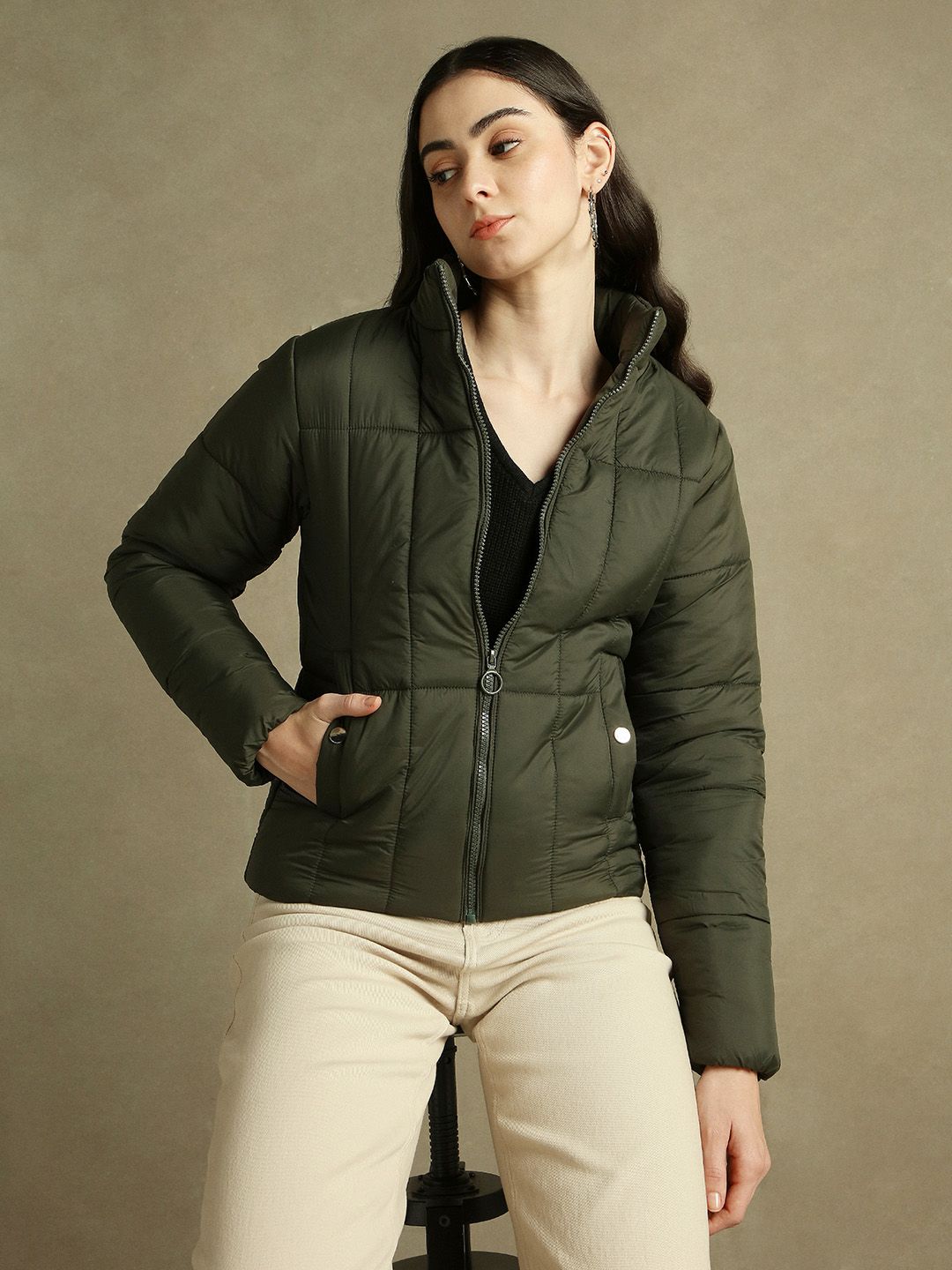 DL Woman Stand Collar Padded Jacket-picture-12