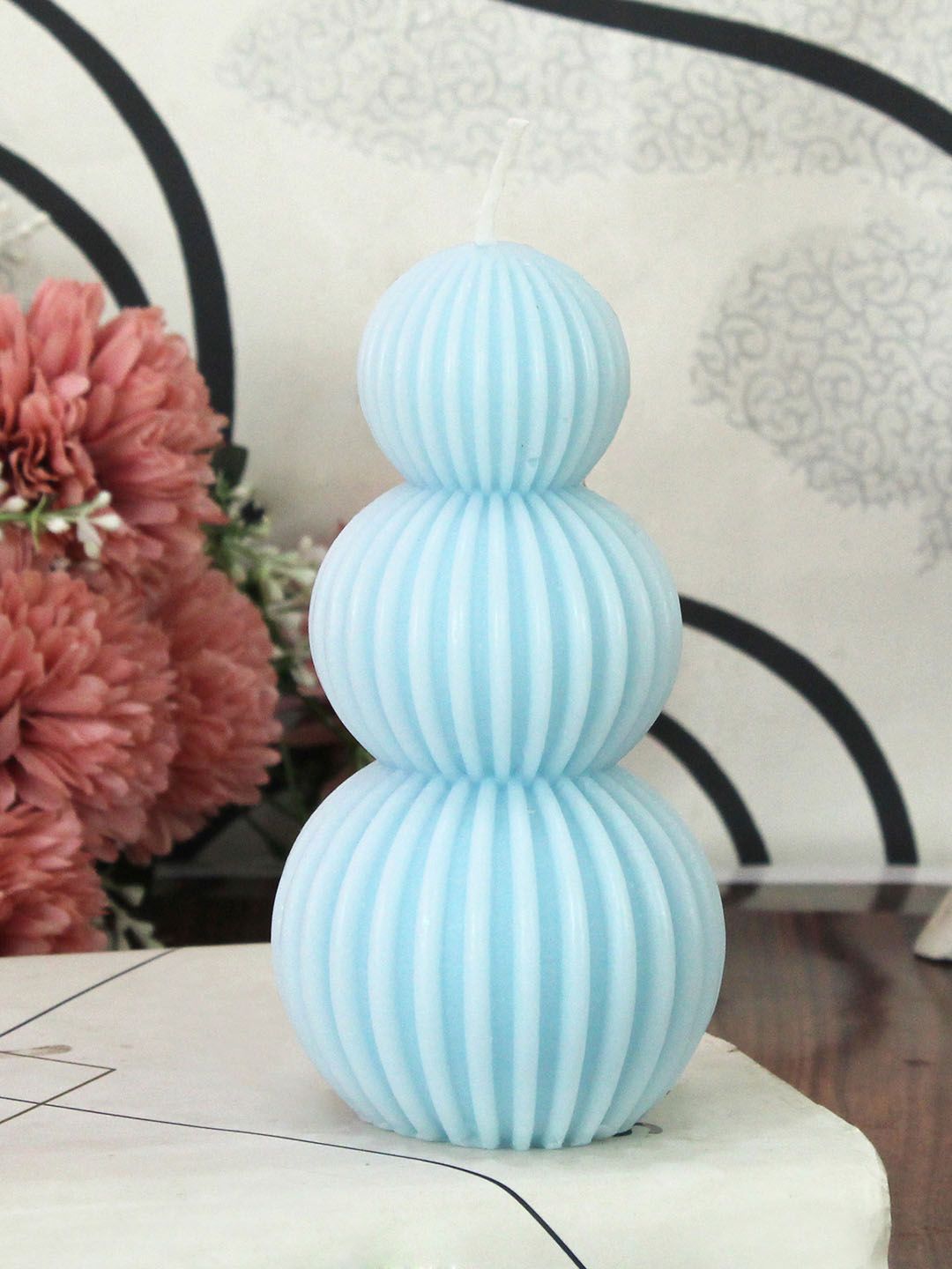 TIED RIBBONS Blue Rat Tail Grass Scented 8-10 Hours Burn Time Pillar Candle-picture-44