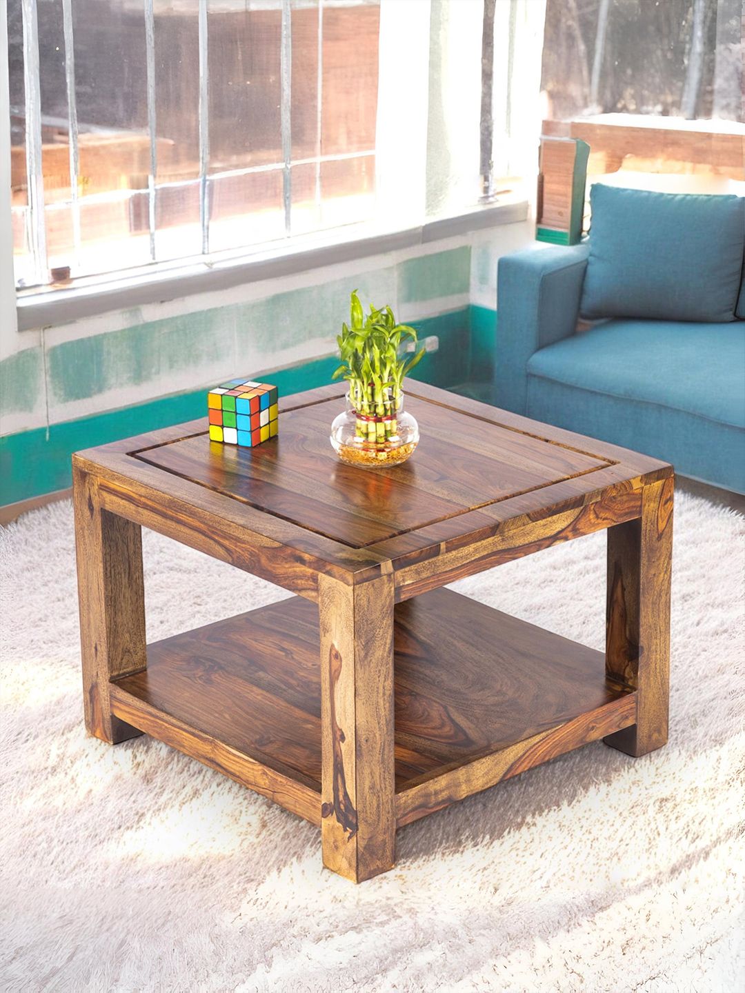 Ikiriya Coffee Brown Teak Finish Square Shaped Coffee Table-image-20