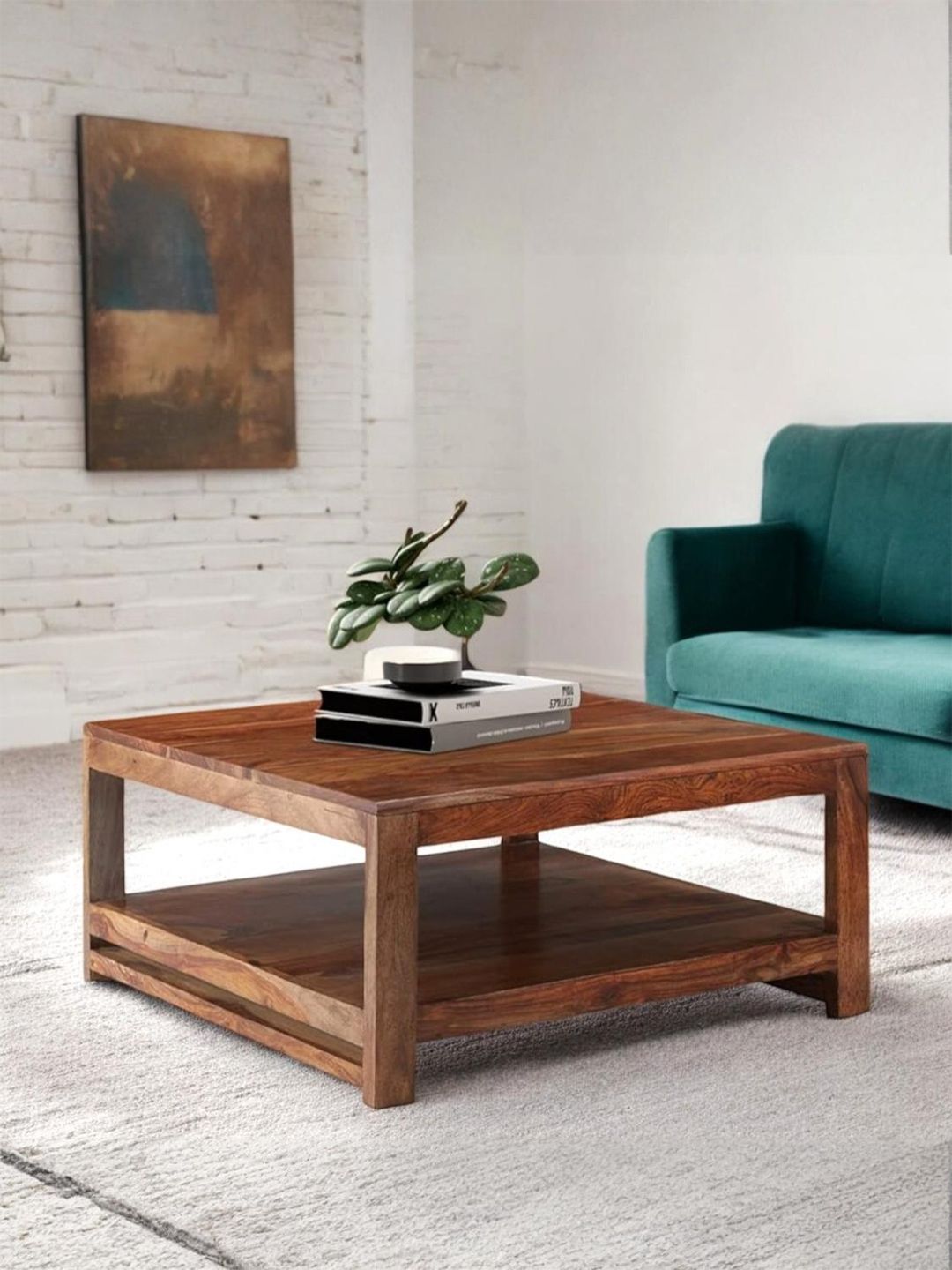 Ikiriya Coffee Brown Wooden Square Coffee Table-image-49