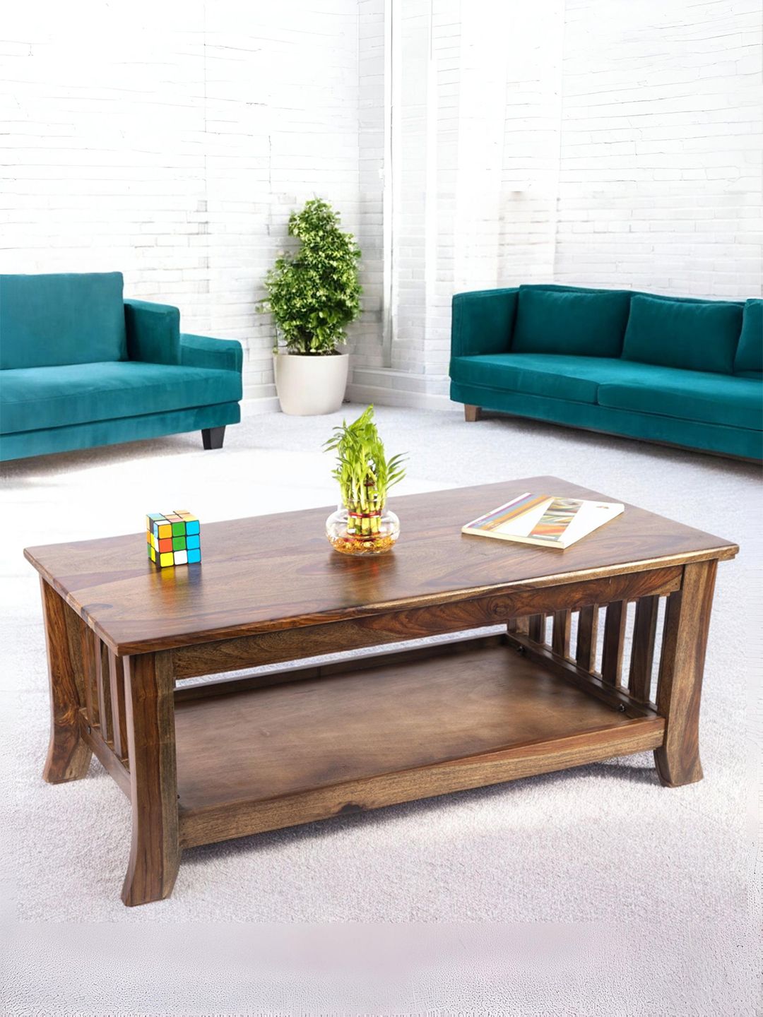 Ikiriya Coffee Brown Rectangle Wood Contemporary Coffee Table-picture-49