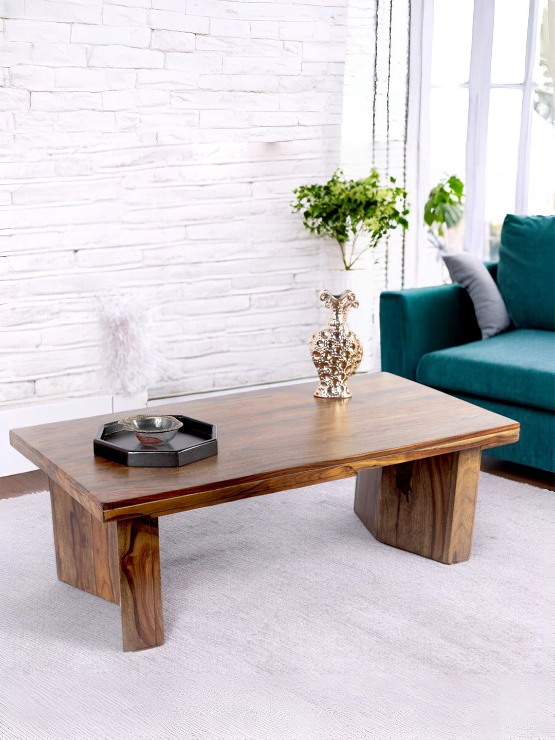 Ikiriya Coffee Brown Rectangle Wood Contemporary Coffee Table
