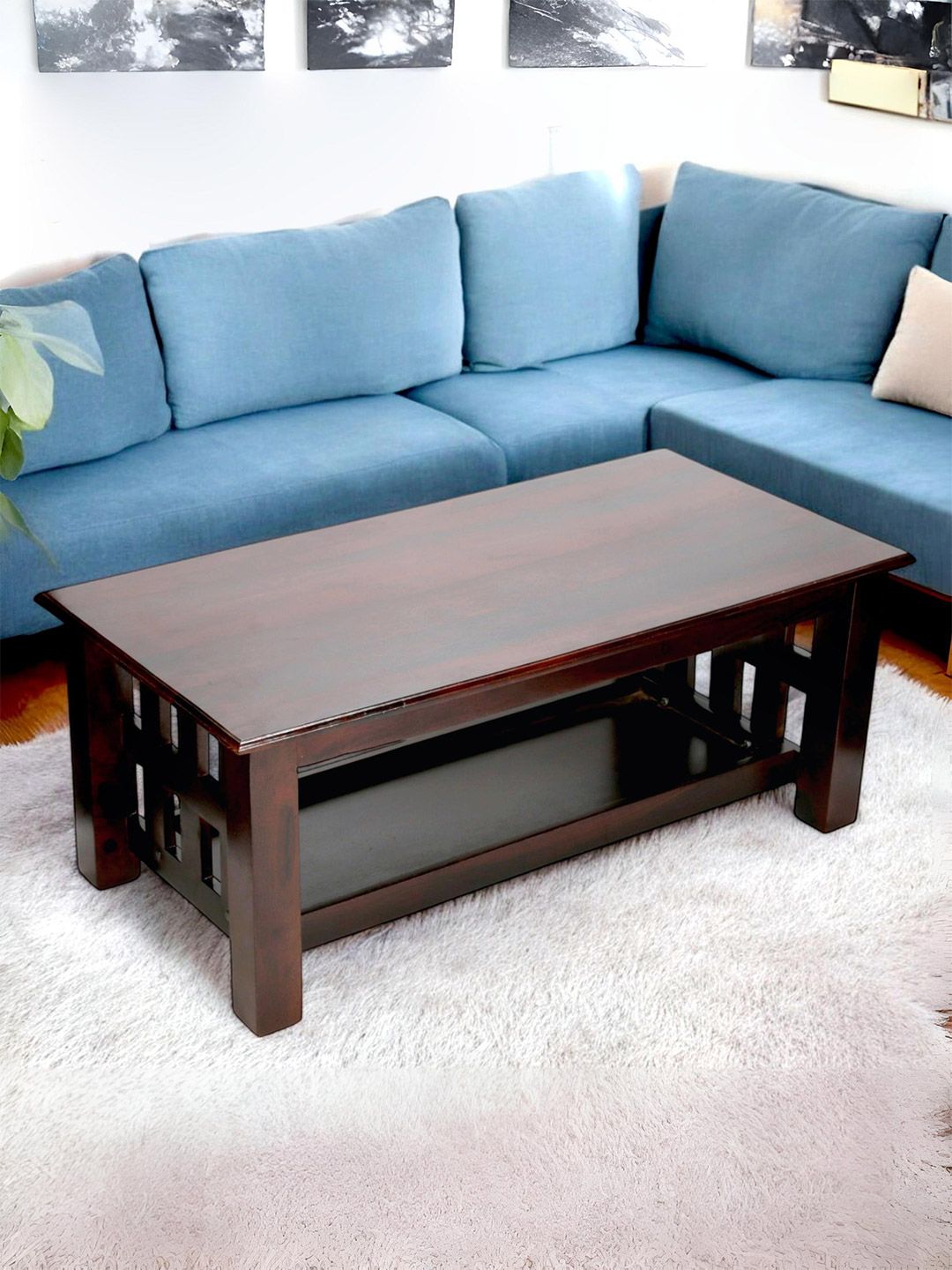 Ikiriya Brown Rectangle Wood Contemporary Coffee Table-picture-24
