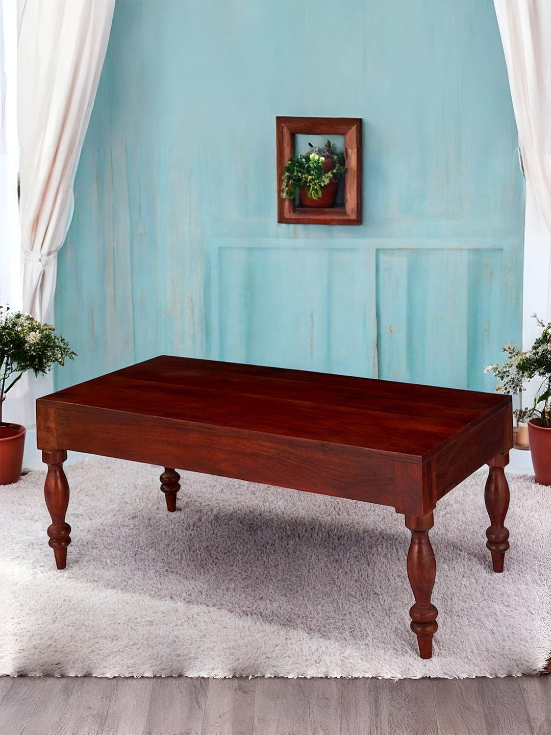 Ikiriya Red Wooden in Honey Finish Rectangle Coffee Table-picture-14