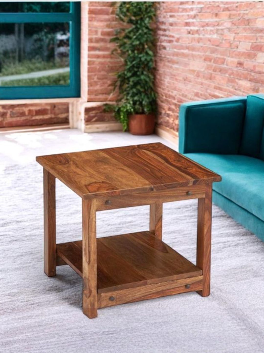 Ikiriya Coffee Brown Square Shaped Sheesham Wooden Contemporary Coffee Table-picture-29