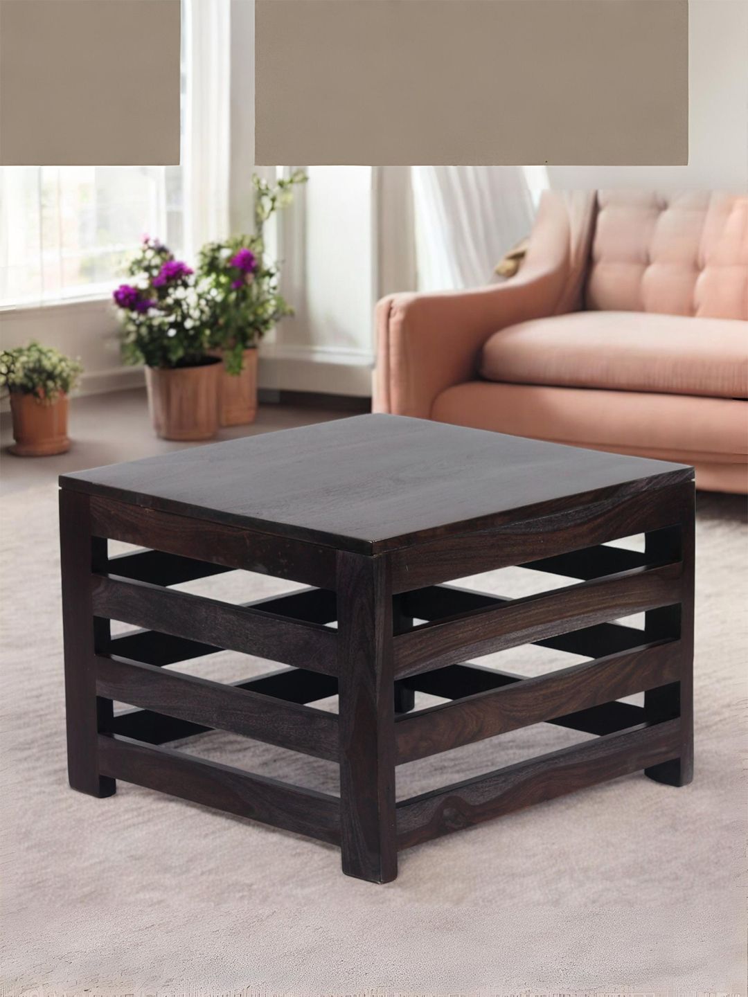 Ikiriya Black Wood Contemporary in Dark Mahagony Finish Square Coffee Table-picture-27