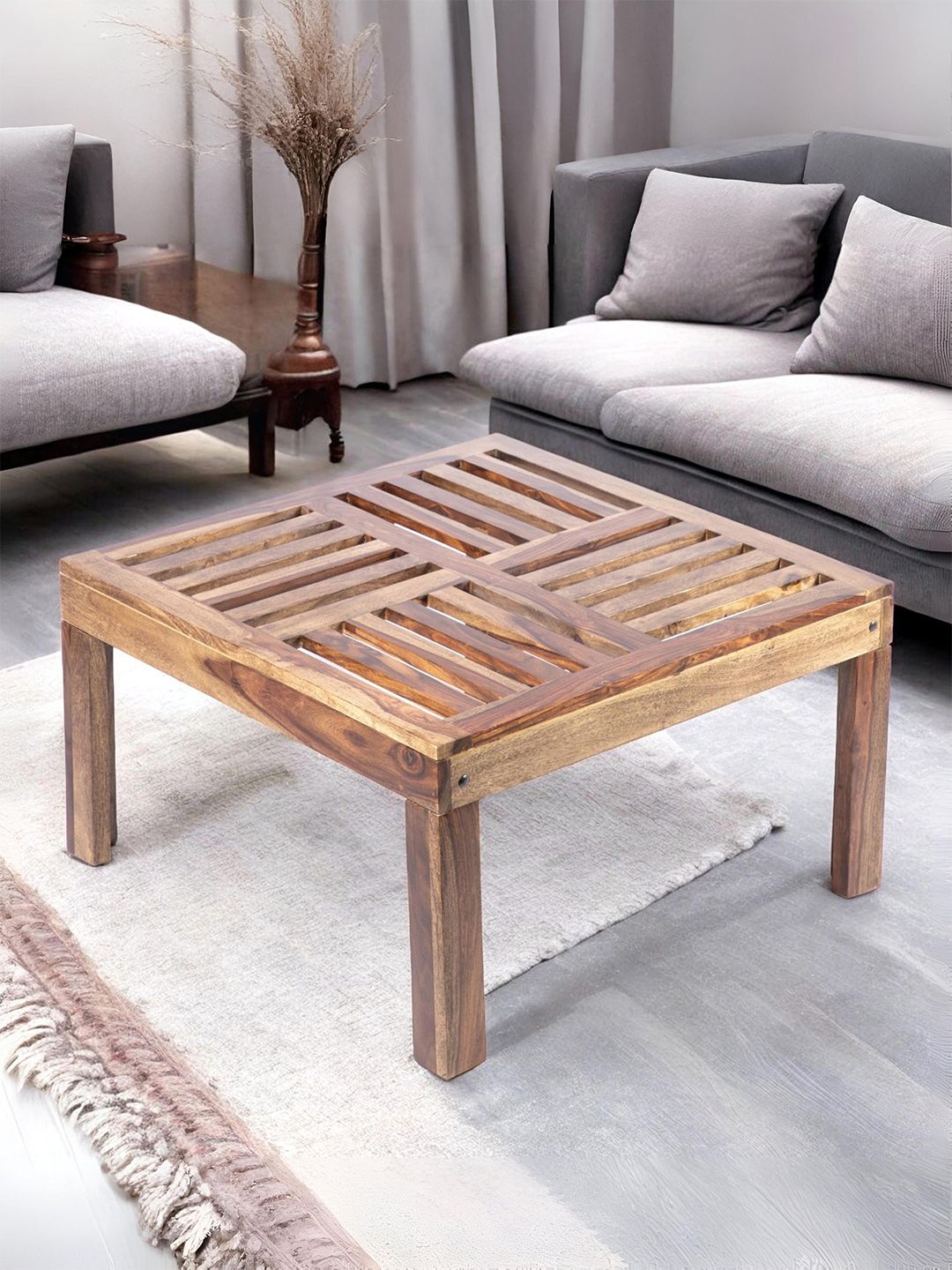 Ikiriya Coffee Brown Square Wood Contemporary Coffee Table-picture-42