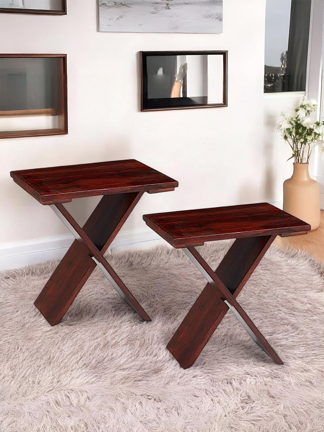 Ikiriya Red 2 Pieces Wooden in Honey Finish Rectangle Coffee Tables-picture-32